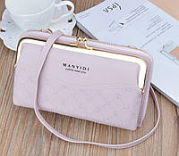 Женская маленькая сумочка клатч на плечо, мини сумка кошелек для телефона Пудровый хорошее качество