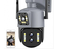 2+2Мп 4G видеокамера с двумя объективами уличная SD/карта YOSO YO-IPC41D4MP50 PTZ 2.8mm V380