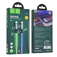 Кабель USB Hoco U112 Shine 60W Type-C to Type-C LED Цвет Серый