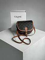 Celine Medium Folco Bag in Triomphe Canvas And Calfskin Tan 18.5 x 14 x 10 см женские сумочки и клатчи