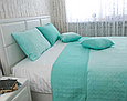 Покривало стьобане мікрофібра 150х220 гарне полуторне, шикарні покривала двостороннє Бірюзовий, фото 4