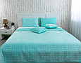 Покривало стьобане мікрофібра 150х220 гарне полуторне, шикарні покривала двостороннє Бірюзовий, фото 6