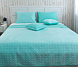 Покривало стьобане мікрофібра 150х220 гарне полуторне, шикарні покривала двостороннє Бірюзовий, фото 7