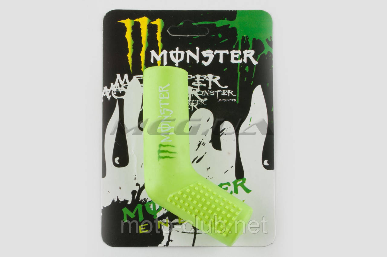 Гумка заводної ніжки на мототехніку "MONSTER ENERGY" (універсальна, зелена) "XJB"