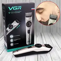 Акумуляторна машинка для стриження волосся VGR V-031 тример для бороди та вусів із 2 змінними насадками, фото 5
