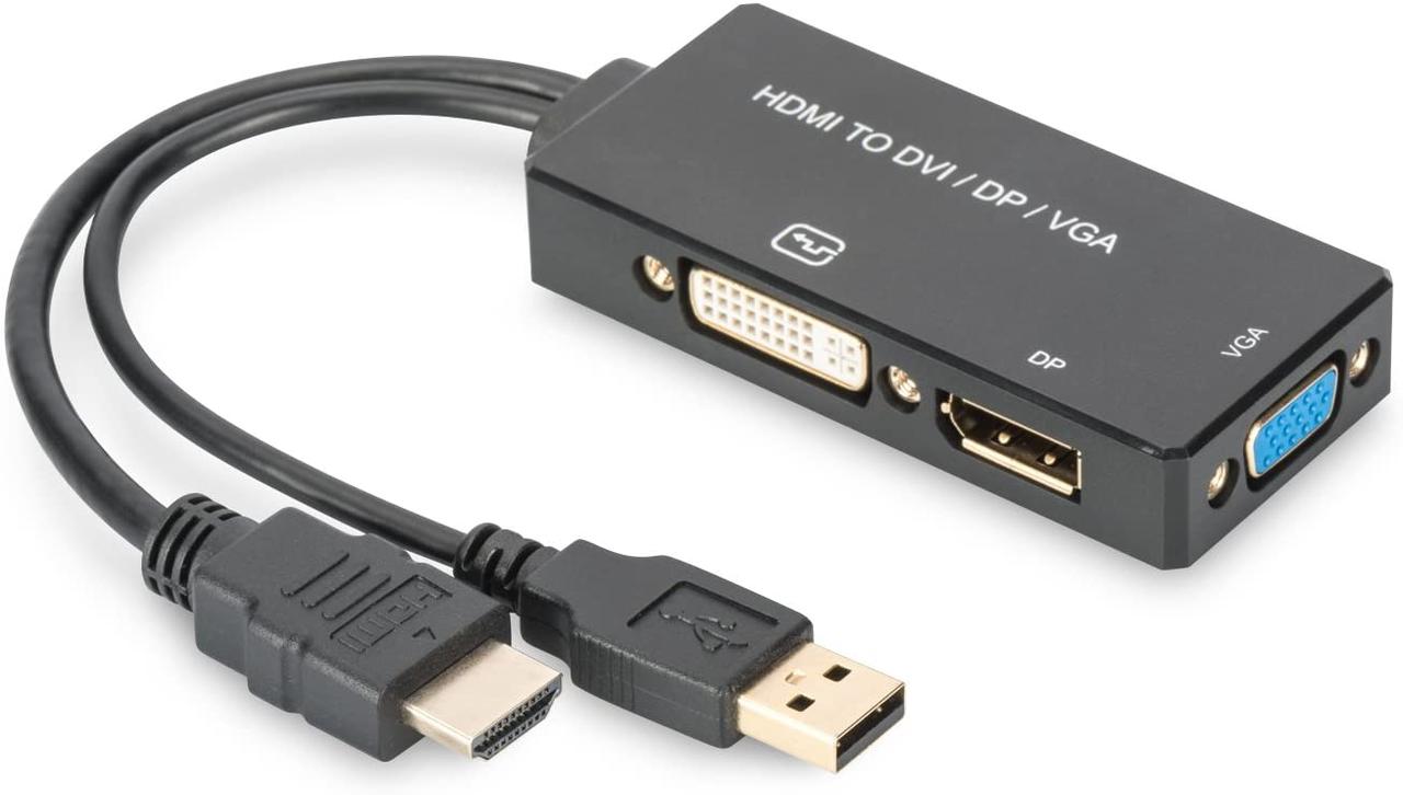 Digitus Адаптер HDMI - DP+DVI+VGA UHD 4K, M-F/F/F, 3 in 1 Baumar - Гарант Качества - фото 1 - id-p2013421181