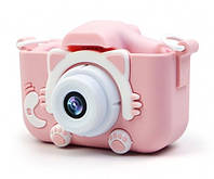 Цифровой детский фотоаппарат видеокамера котик Kidds GM-20 розовый