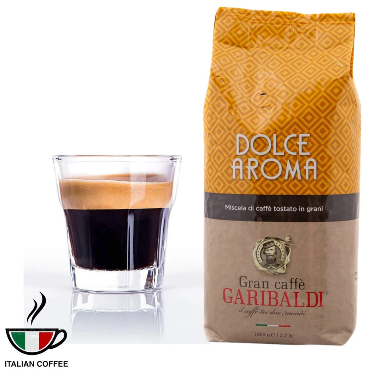 ОРИГІНАЛ! Кава в зернах Garibaldi Dolce Aroma 1кг (30% арабіка, 70% робуста) Італія