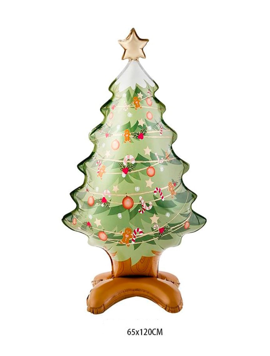 Фольгована велика повітряна куля новорічна Ялинка, 65х120 см