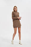 Светр туніка жіночий з візерунками коричневий, фото 2