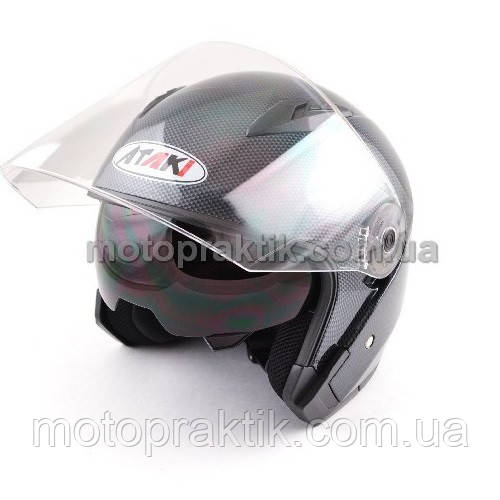 Шолом (відкритий зі склом) Ataki OF512 Carbon чорний/сірий глянсовий Шолом (відкритий зі склом) Ataki OF512 Carbon