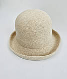 Капелюшок жіночий вовняний бежевого кольору, фото 3