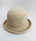 Капелюшок жіночий вовняний бежевого кольору, фото 4