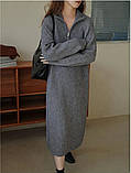 Сукня тепла в'язана з блискавкою на комірі сіра, фото 2