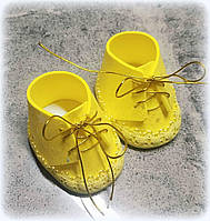 Обувь, ботинки из фоамирана для интерьерных текстильных кукол на размер стельки 4,5 х 3,5 см. Цвет желтый