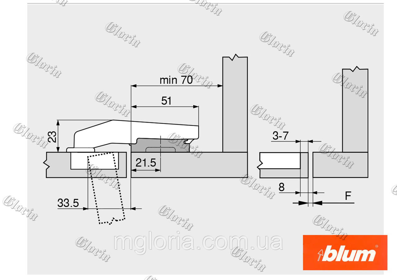 Петля штольная с доводчиком Blum Clip-Top черный оникс 79B9550 ONS - фото 5 - id-p2013464479