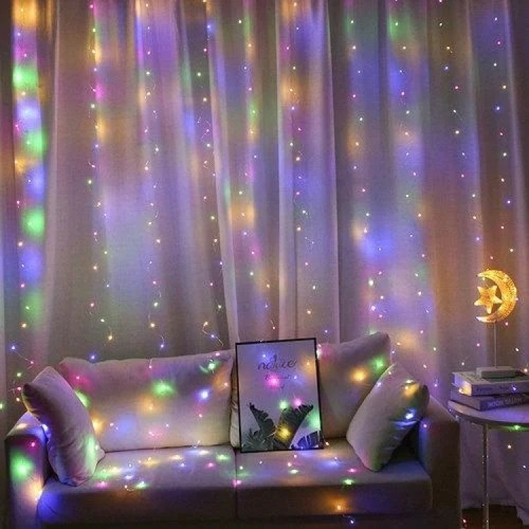 Гирлянда штора "Росса" 200LED на медной проволоке, 220V, цветная 2,0*2,0м