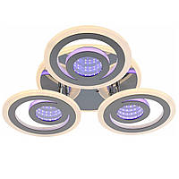 Светодиодная люстра на три плафона с LED подсветкой 2700-6400К с пультом Sirius LI8889/3B CR (BL+YL) 72W+24W
