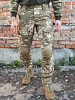 Штани піксель ріпстоп на флісі з наколінниками. Чоловічі тактичні штани піксель на флісі з наколінниками