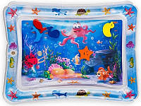 Надувной детский водный коврик развивающий «Подводный мир с осьминогами» Игровой коврик для детей водяной