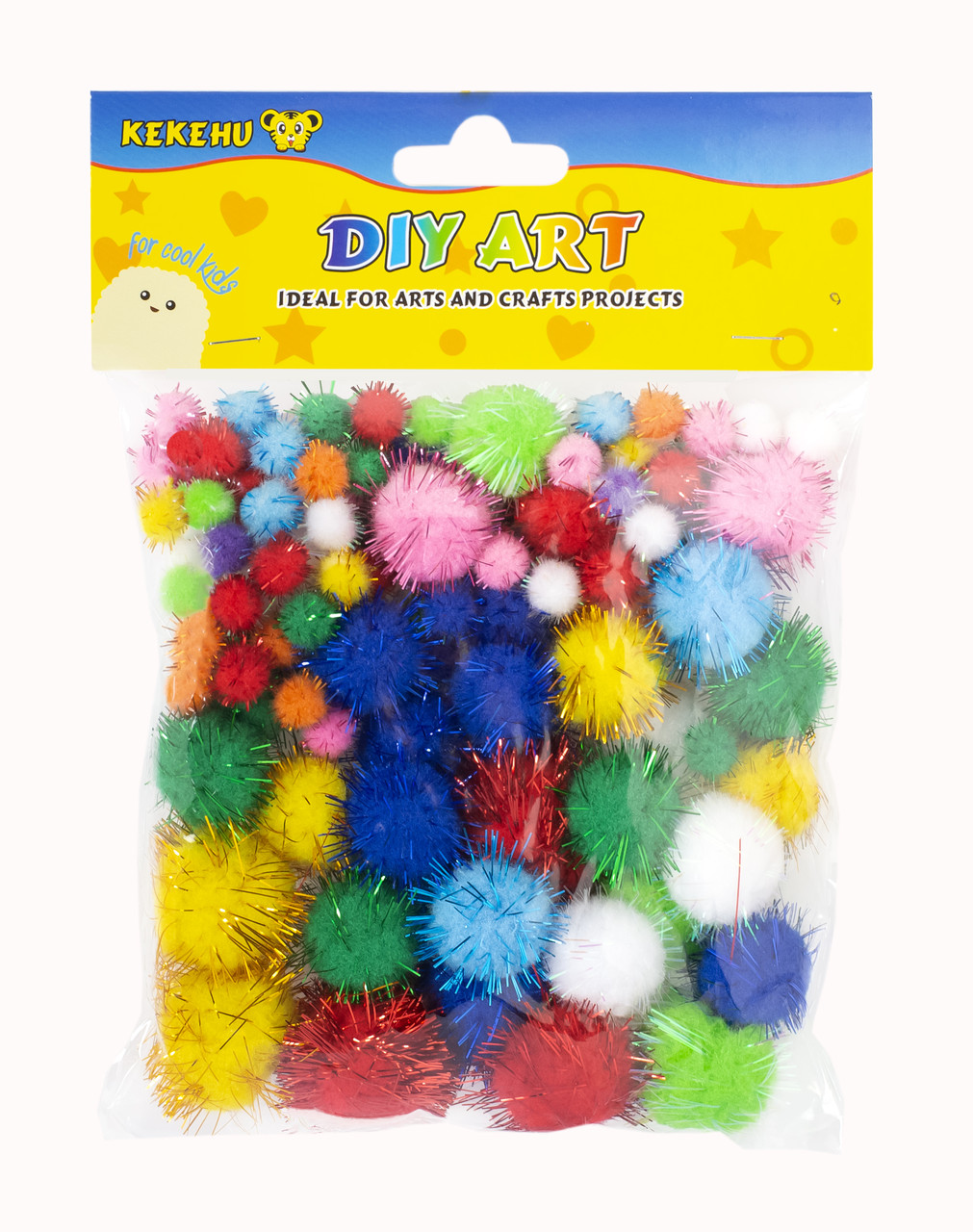 Помпони для декору з люрексом мікс розмірів 60 шт КК-1510