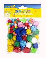 Помпони для декору з люрексом мікс розмірів 60 шт КК-1510