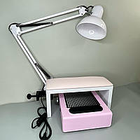 Набор 3в1: лампа, подлокотник бело-розовый, вытяжка 858/1 розовая