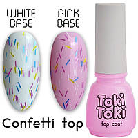 Топ для ногтей без липкого слоя Toki-Toki Confetti top, 5 мл, разноцветные частички