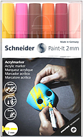 Маркер акриловий для декоративних і художніх робіт Schneider Paint-it Wallet Set3 6 кольорів 2 мм