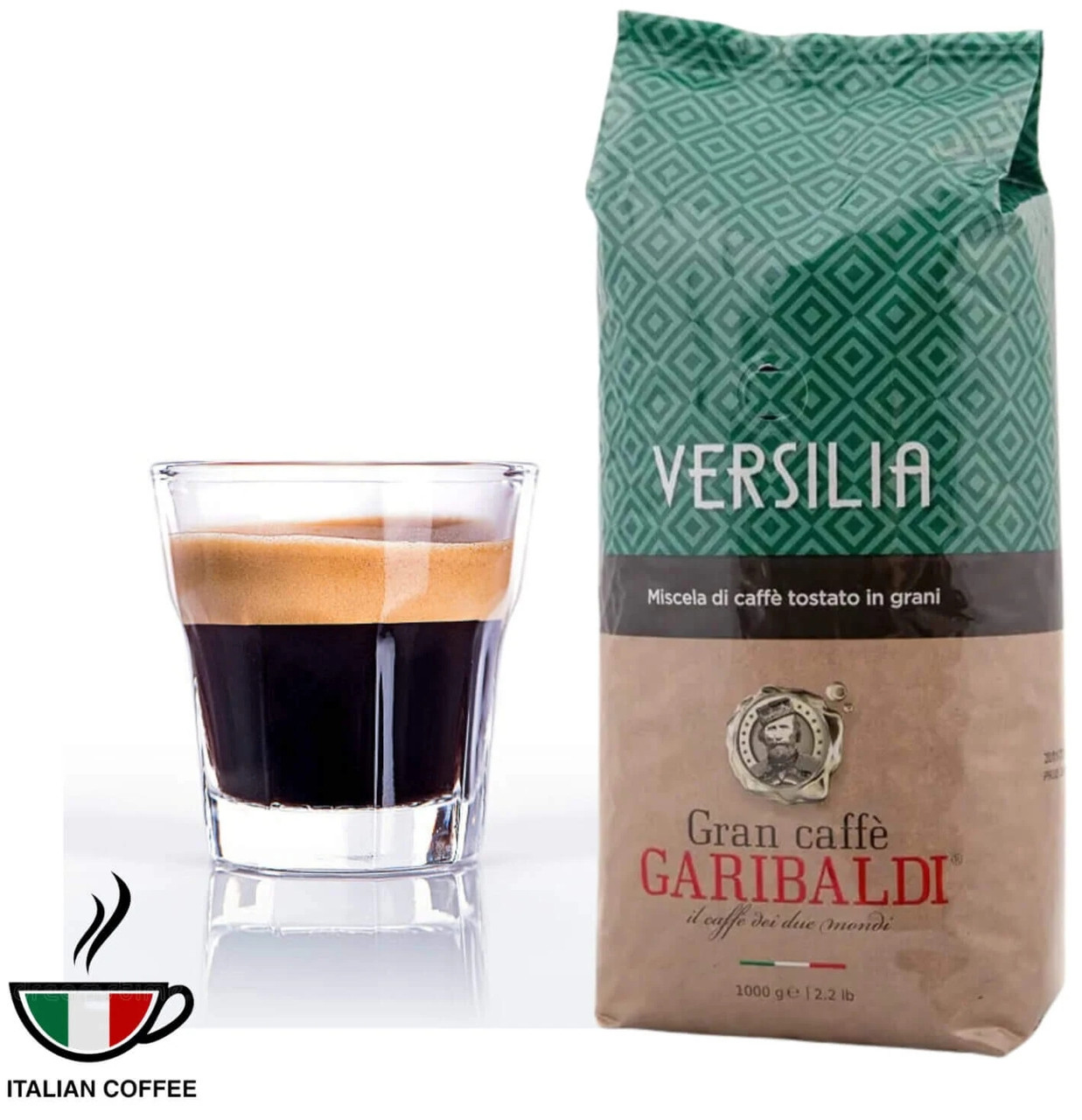 ОРИГІНАЛ! Кава в зернах Garibaldi Versilia 1кг (20% арабіка, 80% робуста), Італія