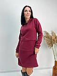 Стильне плаття з капюшоном, тринитка на флісі, 50-52 р. | Тепла Сукня-худі у спортивному стилі | Батал, фото 2