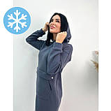 Стильне плаття з капюшоном, тринитка на флісі, 50-52 р. | Тепла Сукня-худі у спортивному стилі | Батал, фото 9