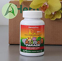 NaturesPlus, Source of Life, Animal Parade, витамин D3, Д3 со вкусом натуральной черешни, 500 МЕ, 90 таблеток
