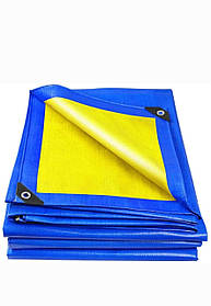 Тент 6х10м. Жовто-синій. "Патріот". Щільність 90 г/м2. Від дощу, снігу для тіні. Посилений край