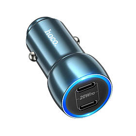 АВТОМОБІЛЬНИЙ ЗАРЯДНИЙ ПРИСТРІЙ HOCO Z48 TOUGH 40W DUAL PORT(2C) CAR CHARGER SAPPHIRE BLUE