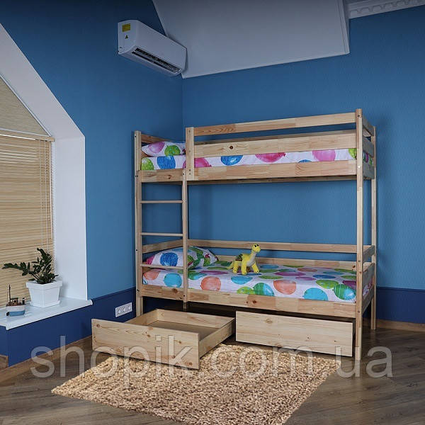 Дитяче ліжко двоярусне з ящиками (babyson 4) Лак 80x190см, Ліжко дитяче для підлітка Shopik