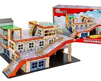 Іграшковий дерев'яний паркінг гараж 194 деталей розмір паркінгу 64.5*81*38 см