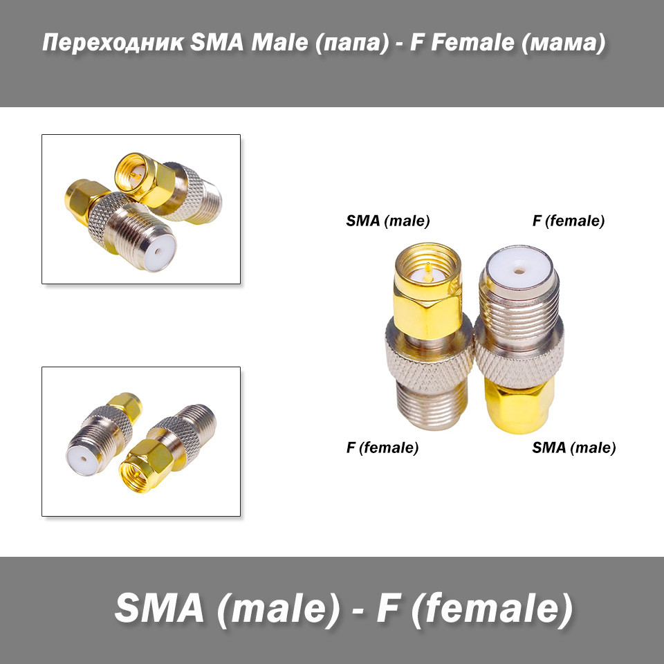 Перехідник SMA Male (тато) - F Female (мама) адаптер для радіостанцій RF