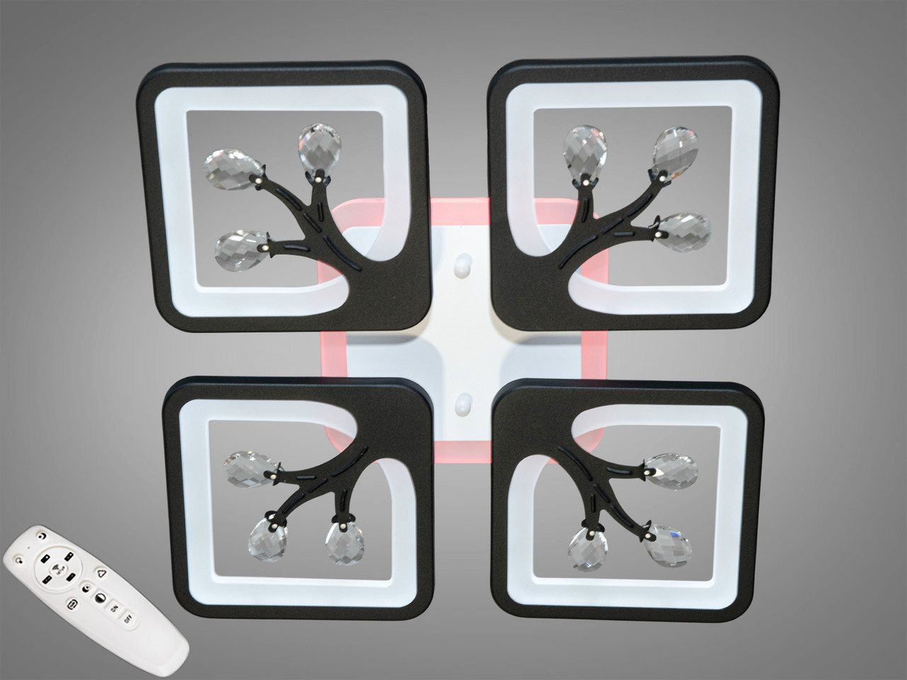 LED люстра з димером і підсвіткою S8157/4BK LED 3color dimmer, фото 1