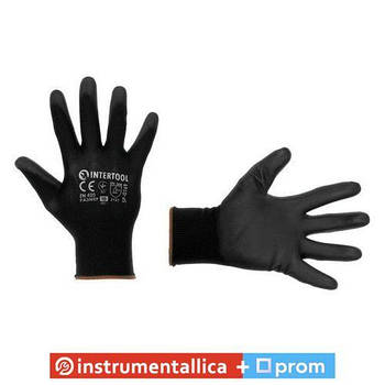 Рукавичка трикотажна синтетична чорного кольору з поліуретановим покриттям 8 SP-0167 Intertool