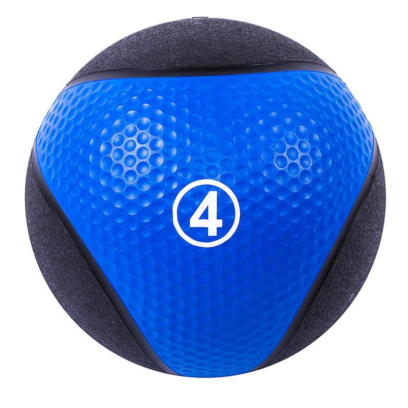 М'яч медичний (медбол) твердий 4 кг D=22 см, Iron Master синьо-чорний