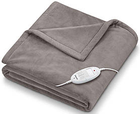 Beurer Електроковдра, від мережі, 180х130см, 100Вт, 6 режимів, фліс, сірий
