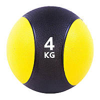 Мяч медицинский World Sport (медбол) твёрдый 4кг D=22 см, черно-желтый