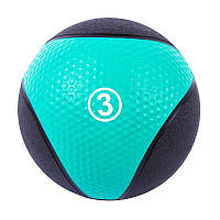 Мяч медицинский (медбол) твёрдый 3кг D=22 см, Iron Master черно-голубой