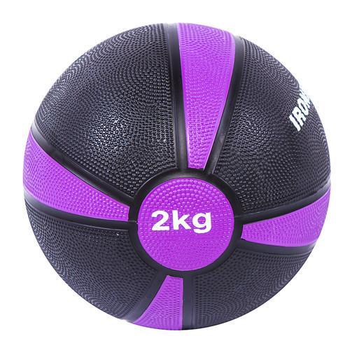 М'яч медичний (медбол) твердий 2 кг D=19 см, Iron Master фіолетово-чорний