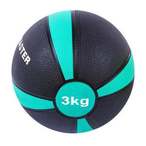 М'яч медичний (медбол) твердий 3 кг D=21 см, Iron Master чорно-блакитний