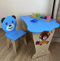 Детский письменный столик и стульчик крышка Облачко Зайчик, детские столики и стульчики для учебы, развития Львенок