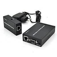 Активний подовжувач VGA сигналу до 300m по витій парі Cat5e / 6e, 1080P, Black, BOX