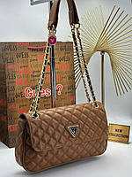 Женская сумочка гесс коричневая Guess вместительная молодёжная сумка через плечо