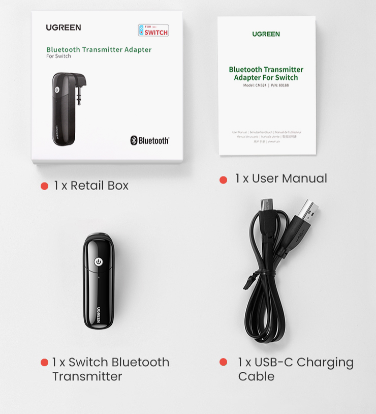 UGREEN Bluetooth 5.0 Transmitter для Nintendo Switch Black (80189) - фото 6 - id-p2013601108